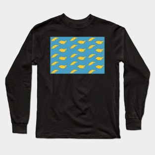 Yellow paisley fish on blue background Long Sleeve T-Shirt